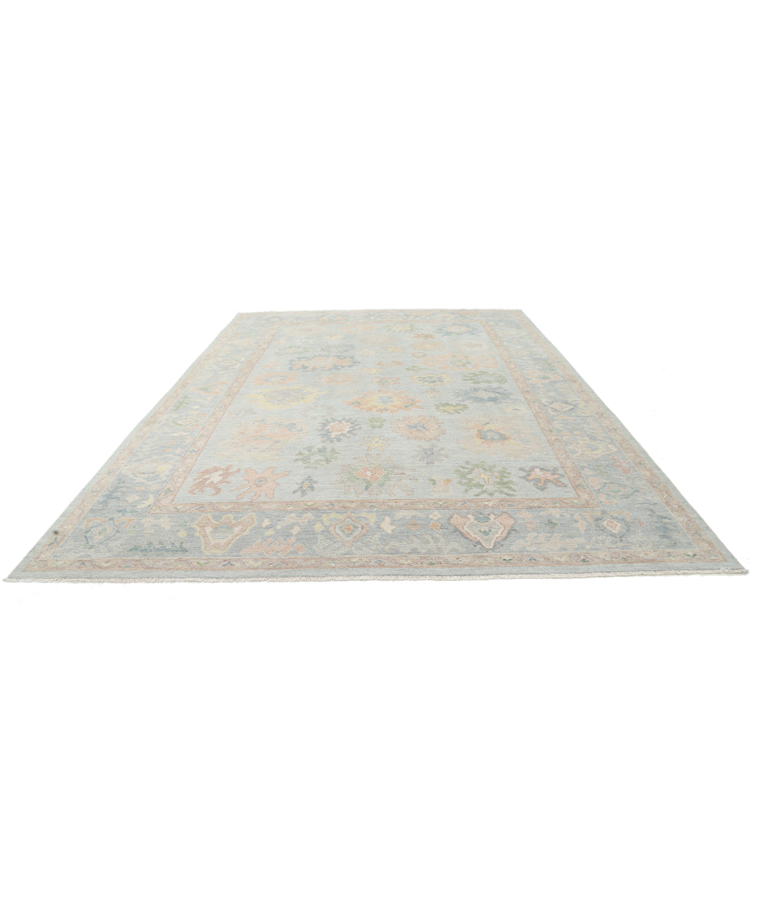 Oushak 9'11'' X 13'7'' Hand-Knotted Wool Rug 9'11'' x 13'7'' (298 X 408) / Blue / Grey