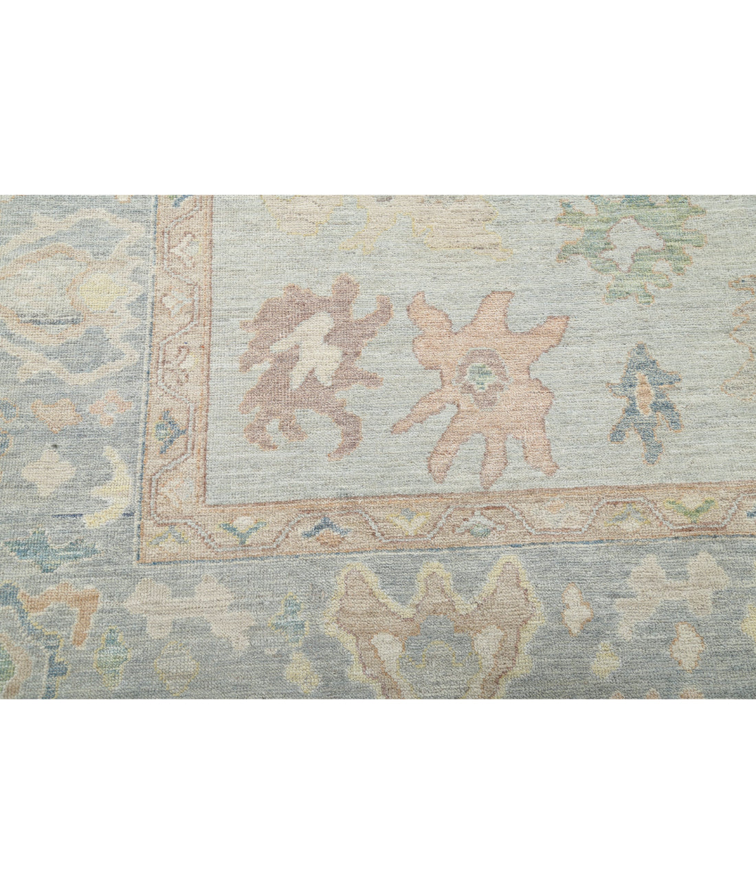 Oushak 9'11'' X 13'7'' Hand-Knotted Wool Rug 9'11'' x 13'7'' (298 X 408) / Blue / Grey