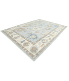 Oushak 9'10'' X 13'6'' Hand-Knotted Wool Rug 9'10'' x 13'6'' (295 X 405) / Blue / Ivory