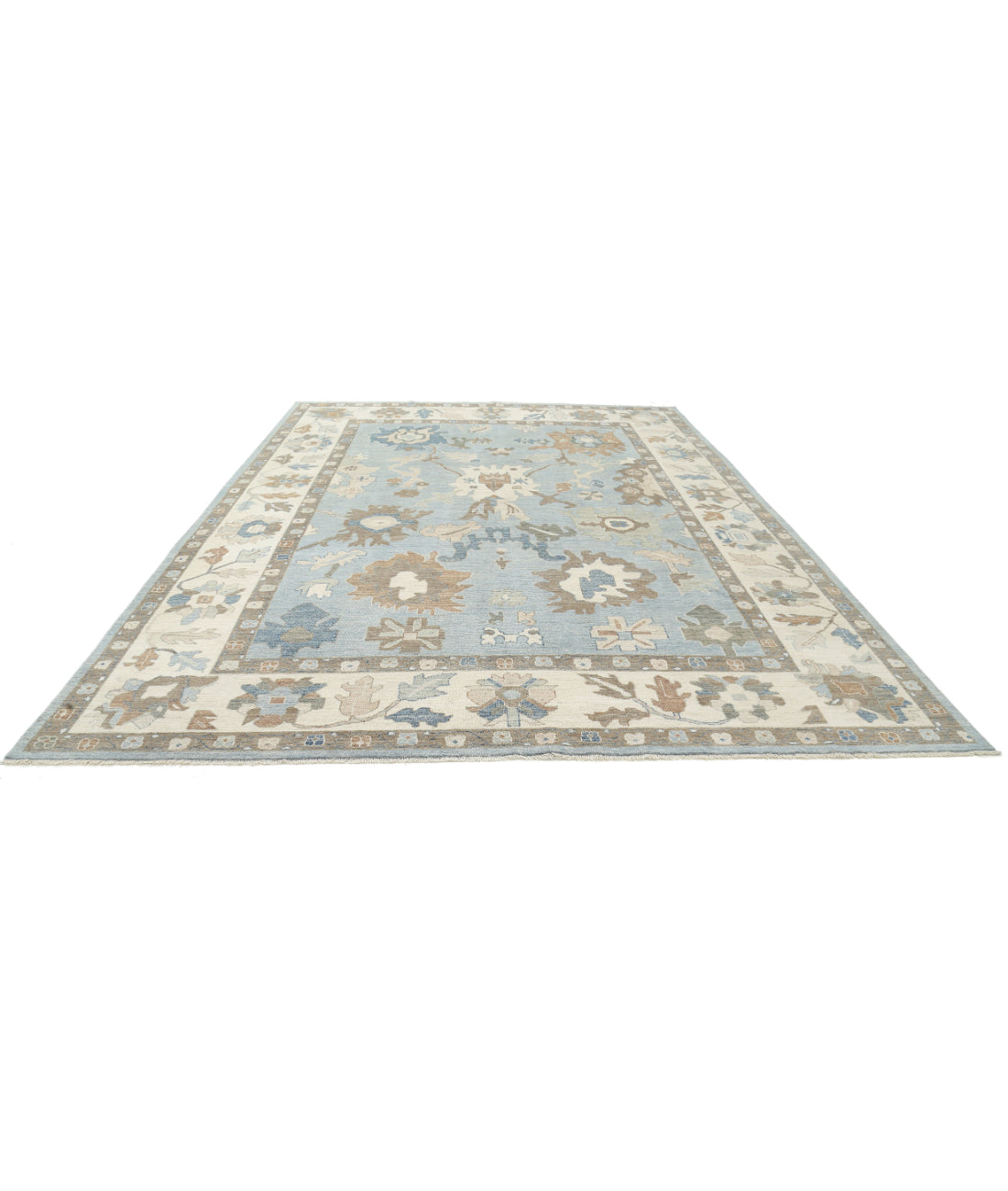 Oushak 9'10'' X 13'6'' Hand-Knotted Wool Rug 9'10'' x 13'6'' (295 X 405) / Blue / Ivory