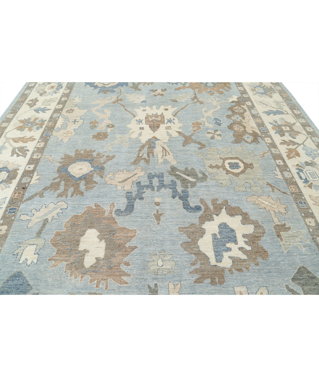 Oushak 9'10'' X 13'6'' Hand-Knotted Wool Rug 9'10'' x 13'6'' (295 X 405) / Blue / Ivory