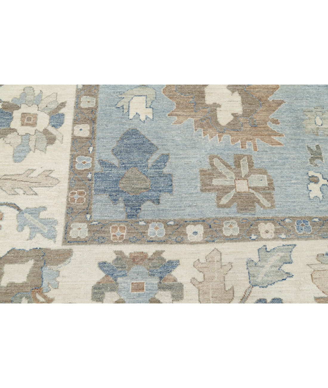 Oushak 9'10'' X 13'6'' Hand-Knotted Wool Rug 9'10'' x 13'6'' (295 X 405) / Blue / Ivory