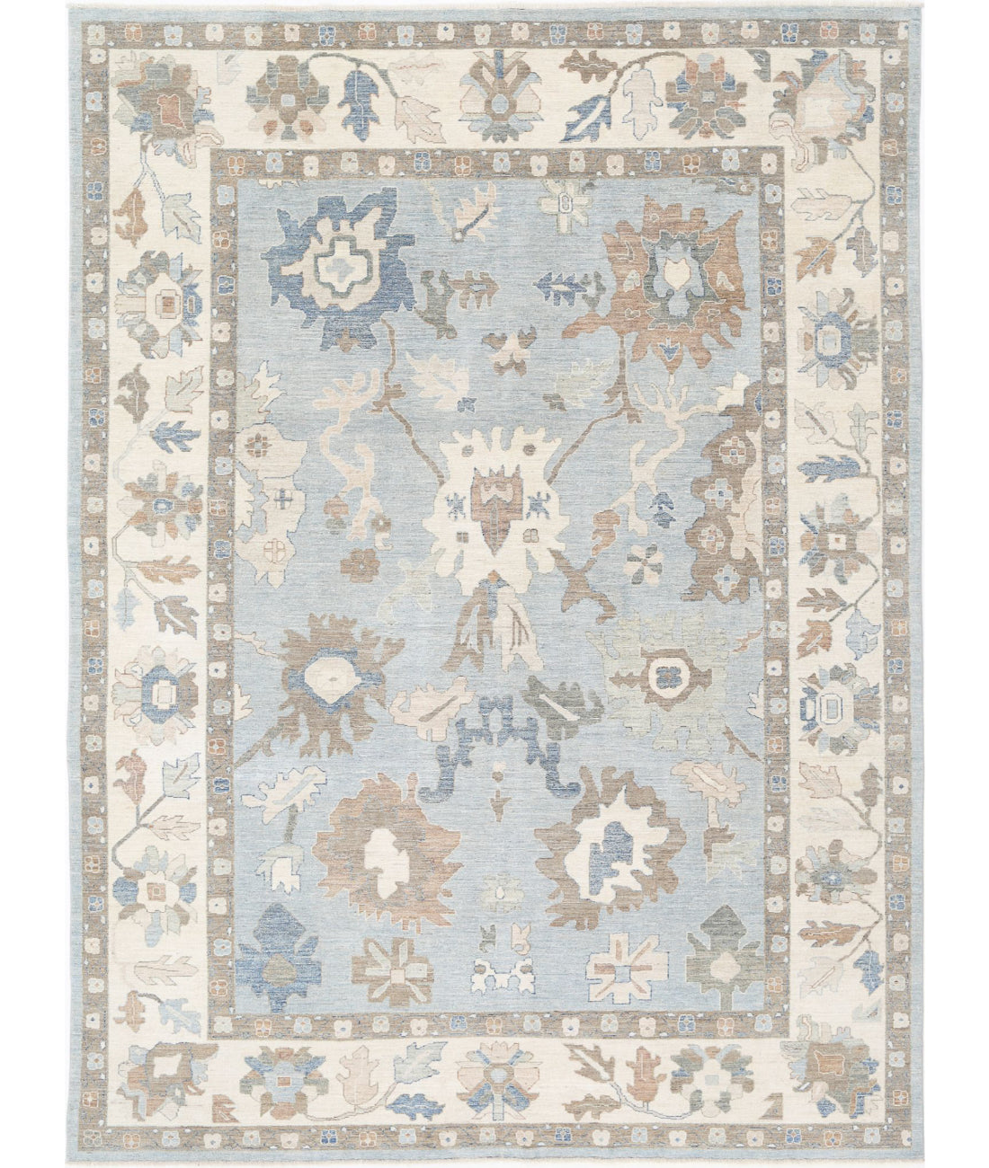 Oushak 9'10'' X 13'6'' Hand-Knotted Wool Rug 9'10'' x 13'6'' (295 X 405) / Blue / Ivory