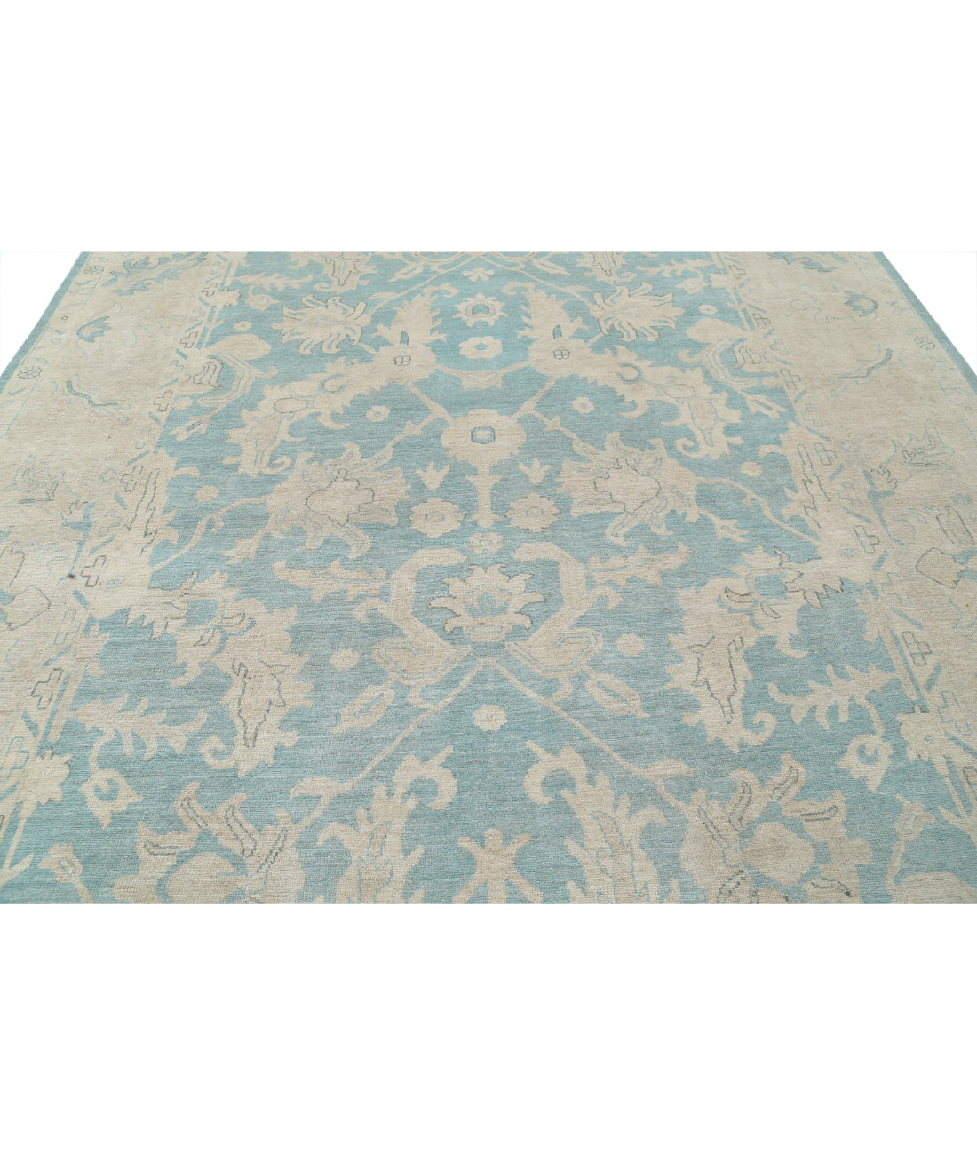 Oushak 9'11'' X 13'5'' Hand-Knotted Wool Rug 9'11'' x 13'5'' (298 X 403) / Green / Taupe