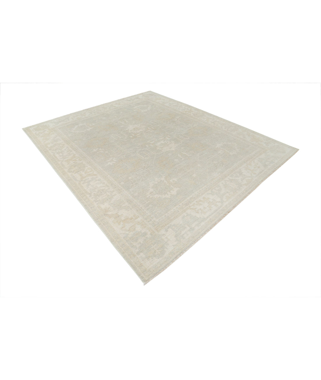 Oushak 8'1'' X 9'6'' Hand-Knotted Wool Rug 8'1'' x 9'6'' (243 X 285) / Grey / Ivory