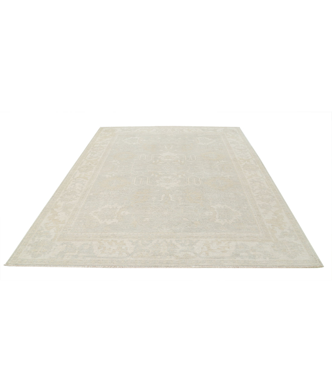 Oushak 8'1'' X 9'6'' Hand-Knotted Wool Rug 8'1'' x 9'6'' (243 X 285) / Grey / Ivory