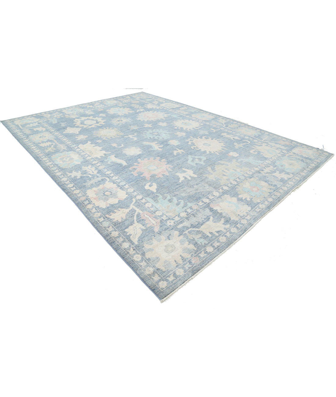 Oushak 10'1'' X 13'10'' Hand-Knotted Wool Rug 10'1'' x 13'10'' (303 X 415) / Blue / Blue