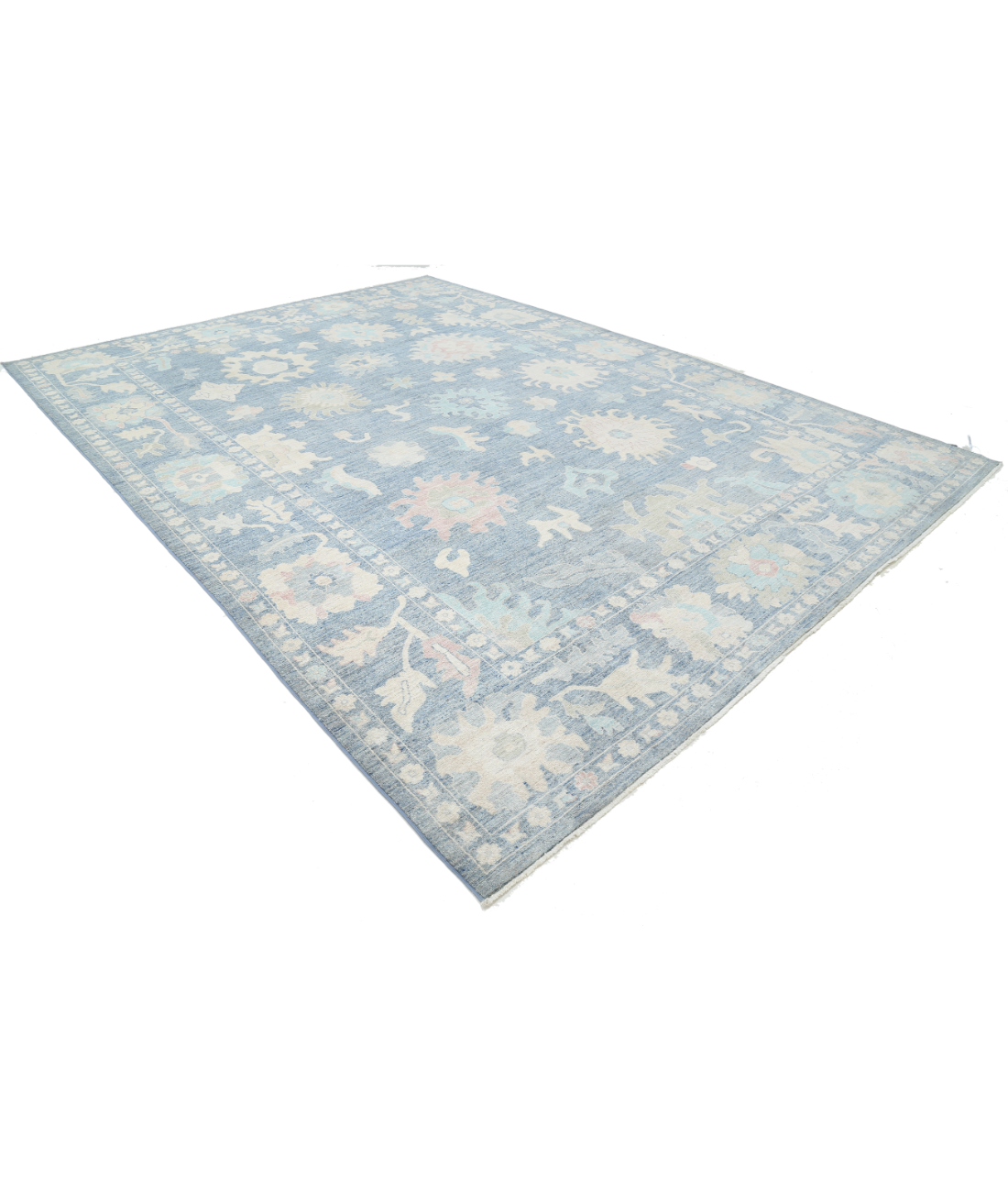 Oushak 10'1'' X 13'10'' Hand-Knotted Wool Rug 10'1'' x 13'10'' (303 X 415) / Blue / Blue