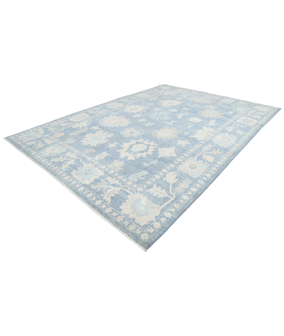 Oushak 10'1'' X 13'10'' Hand-Knotted Wool Rug 10'1'' x 13'10'' (303 X 415) / Blue / Blue