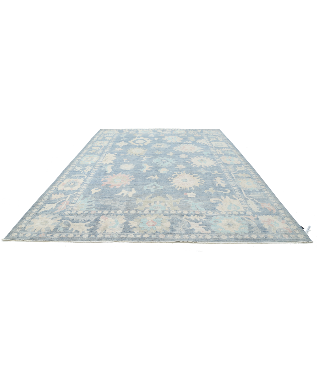 Oushak 10'1'' X 13'10'' Hand-Knotted Wool Rug 10'1'' x 13'10'' (303 X 415) / Blue / Blue