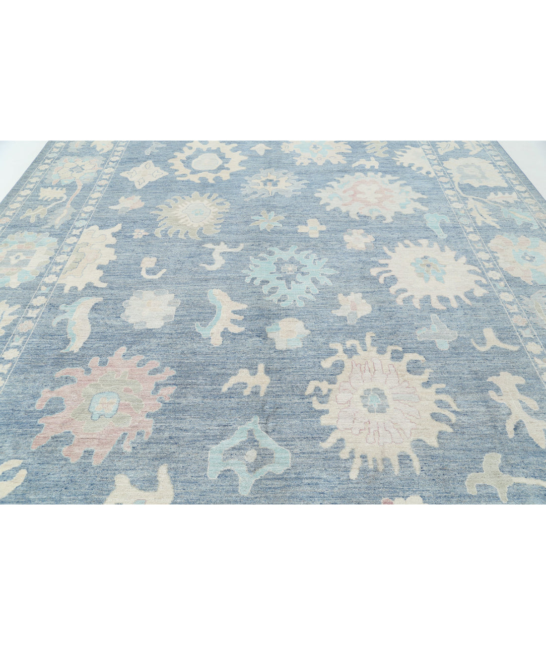 Oushak 10'1'' X 13'10'' Hand-Knotted Wool Rug 10'1'' x 13'10'' (303 X 415) / Blue / Blue