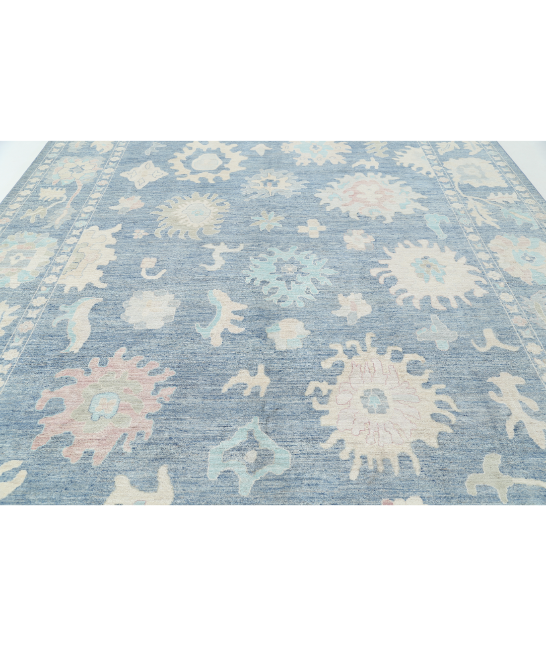Oushak 10'1'' X 13'10'' Hand-Knotted Wool Rug 10'1'' x 13'10'' (303 X 415) / Blue / Blue