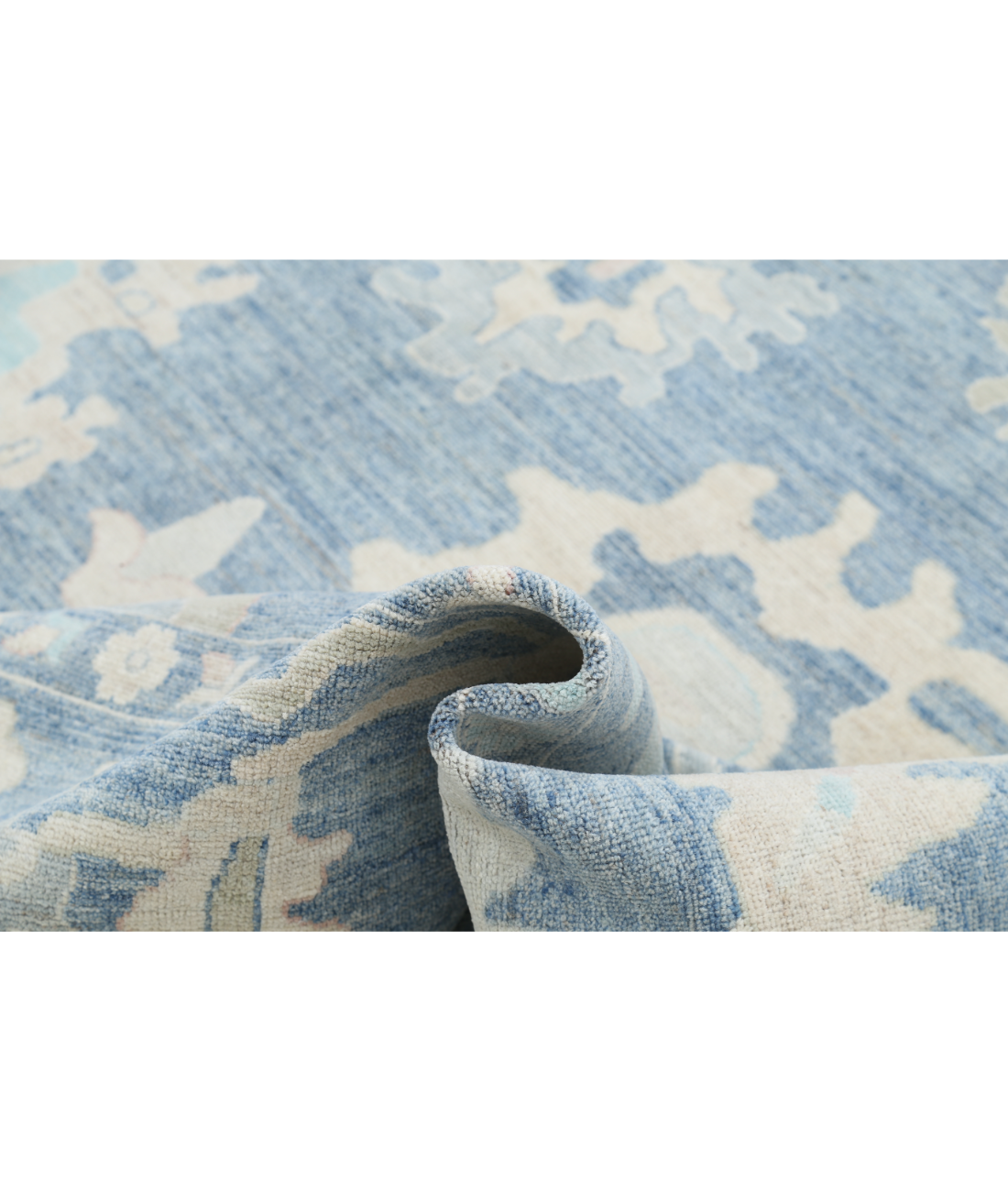 Oushak 10'1'' X 13'10'' Hand-Knotted Wool Rug 10'1'' x 13'10'' (303 X 415) / Blue / Blue