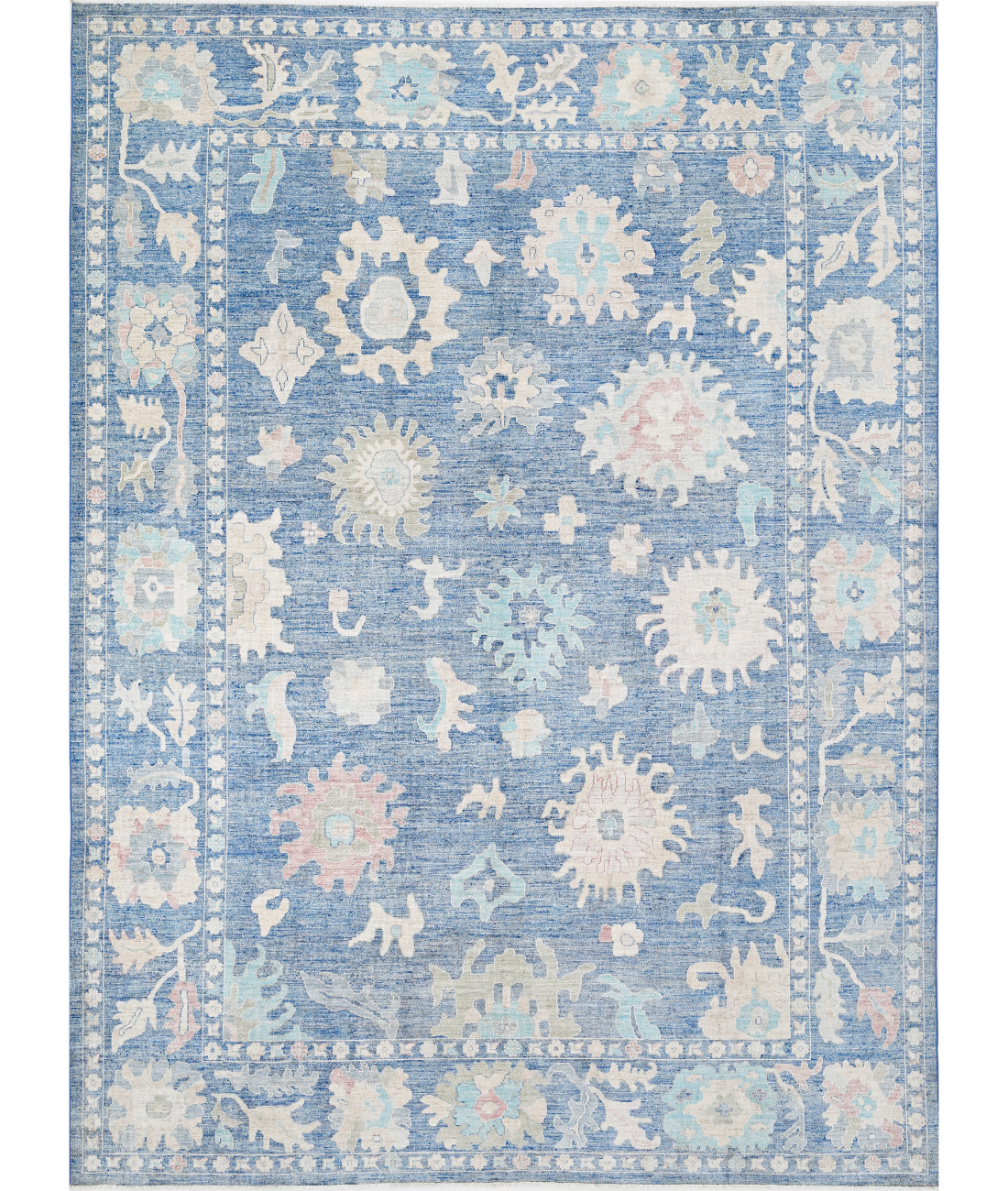 Oushak 10'1'' X 13'10'' Hand-Knotted Wool Rug 10'1'' x 13'10'' (303 X 415) / Blue / Blue