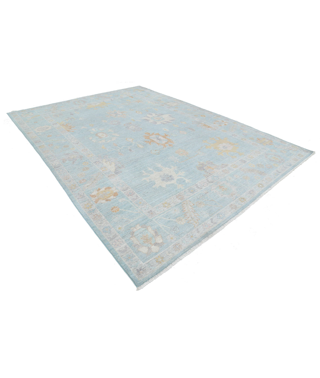 Oushak 8'11'' X 12'3'' Hand-Knotted Wool Rug 8'11'' x 12'3'' (268 X 368) / Blue / Blue