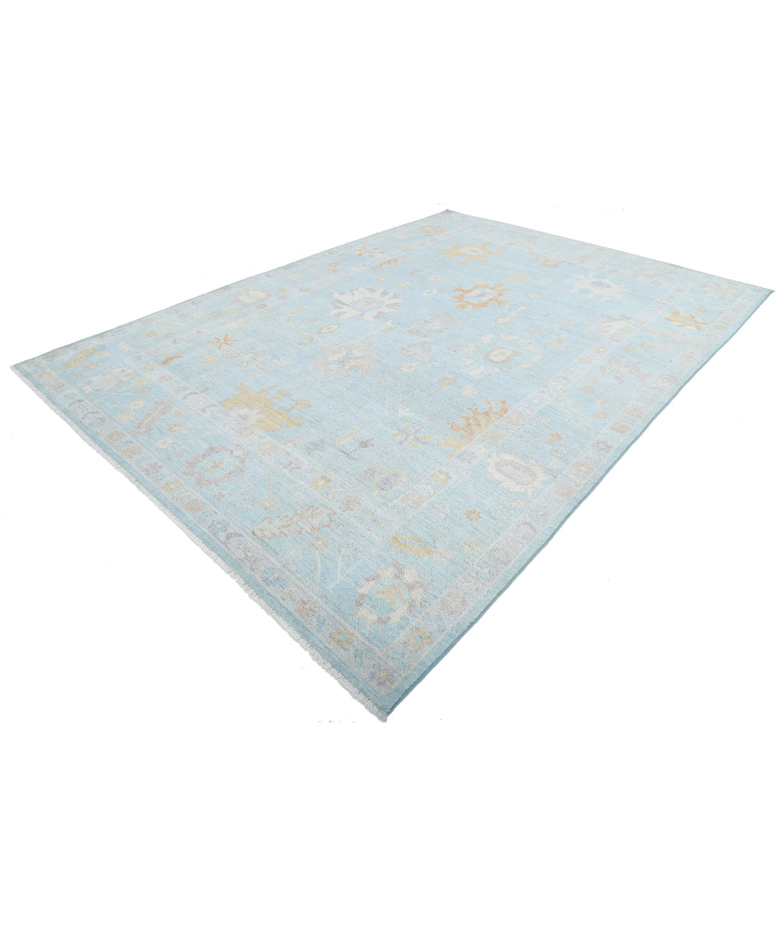 Oushak 8'11'' X 12'3'' Hand-Knotted Wool Rug 8'11'' x 12'3'' (268 X 368) / Blue / Blue