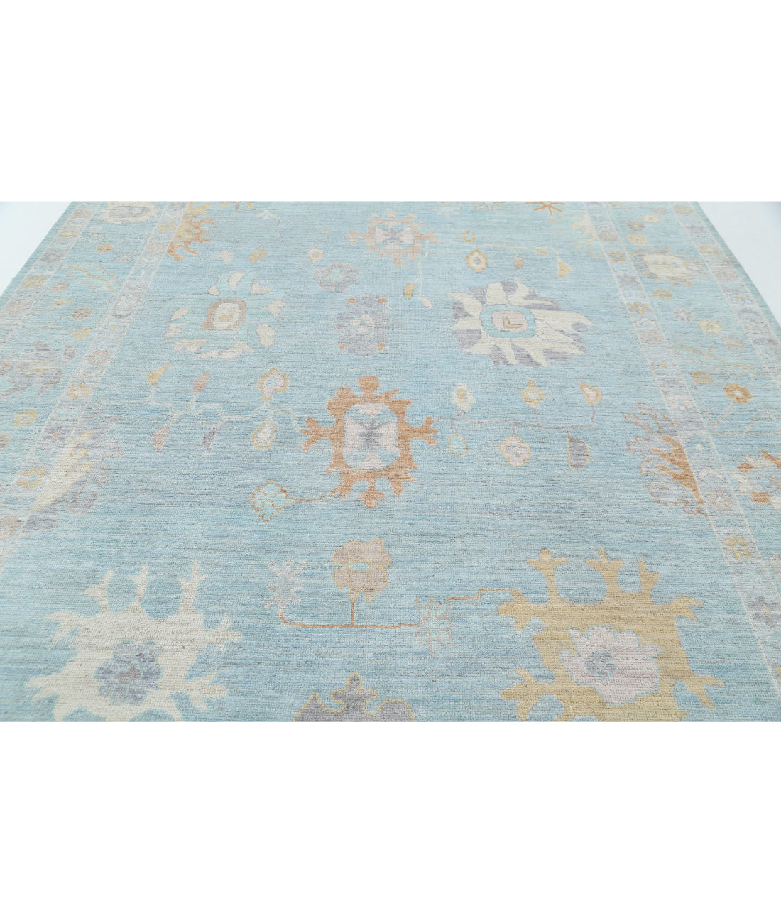 Oushak 8'11'' X 12'3'' Hand-Knotted Wool Rug 8'11'' x 12'3'' (268 X 368) / Blue / Blue