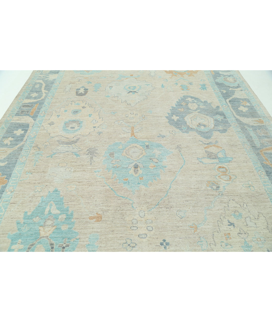 Oushak 9'0'' X 11'9'' Hand-Knotted Wool Rug 9'0'' x 11'9'' (270 X 353) / Peach / Grey