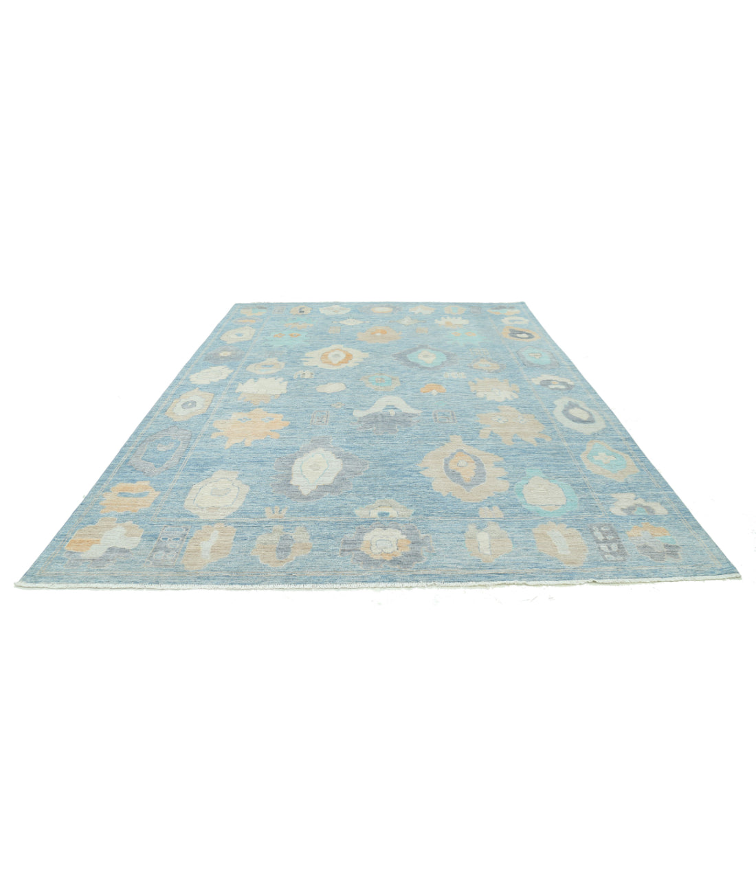 Oushak 9'0'' X 11'11'' Hand-Knotted Wool Rug 9'0'' x 11'11'' (270 X 358) / Blue / Blue