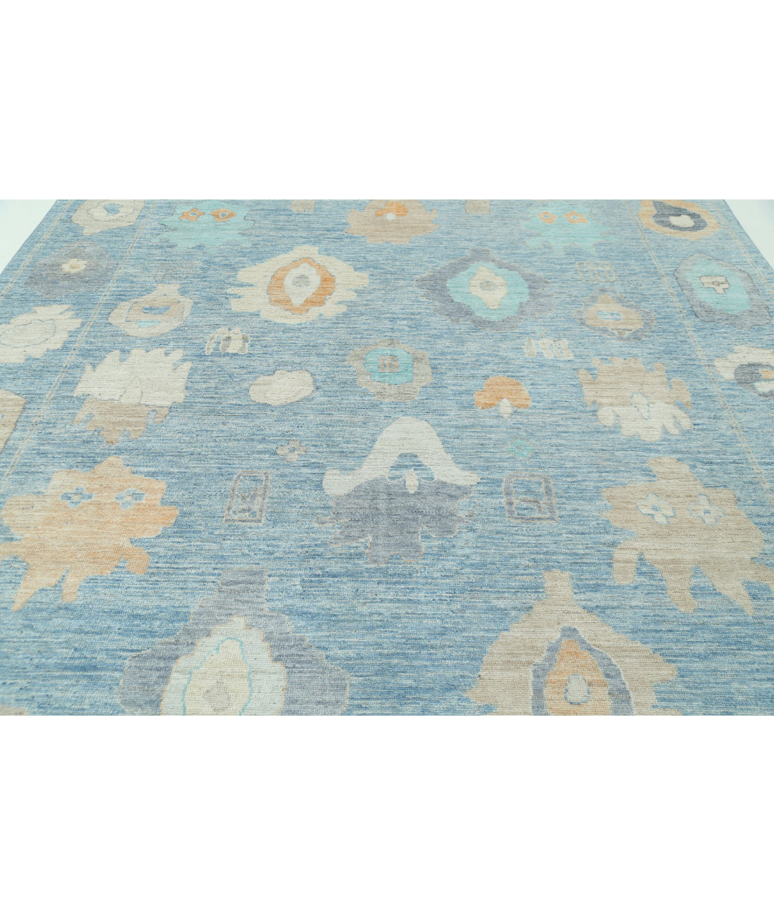 Oushak 9'0'' X 11'11'' Hand-Knotted Wool Rug 9'0'' x 11'11'' (270 X 358) / Blue / Blue