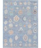 Oushak 9'0'' X 11'11'' Hand-Knotted Wool Rug 9'0'' x 11'11'' (270 X 358) / Blue / Blue