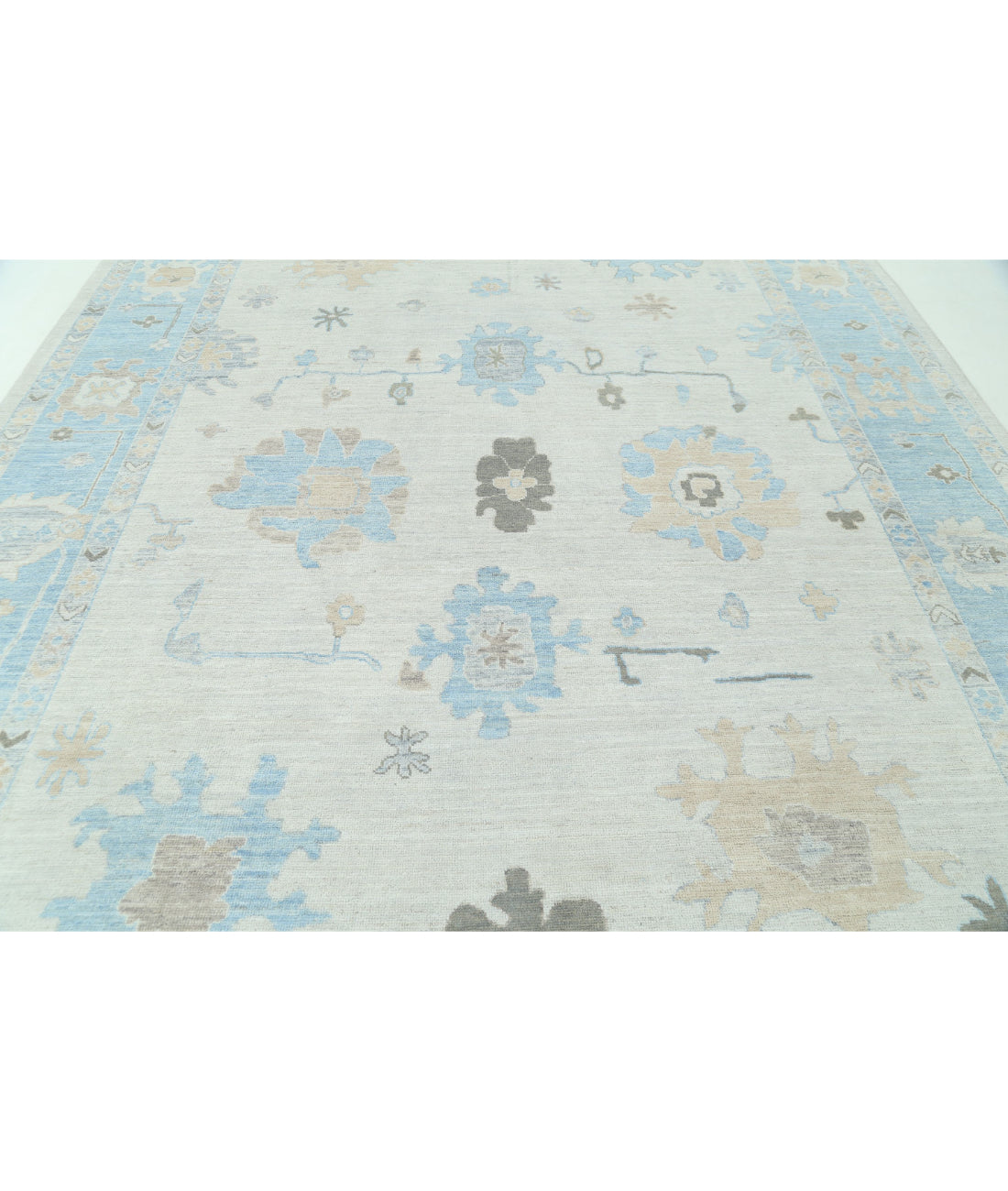 Oushak 9'4'' X 12'2'' Hand-Knotted Wool Rug 9'4'' x 12'2'' (280 X 365) / Ivory / Blue