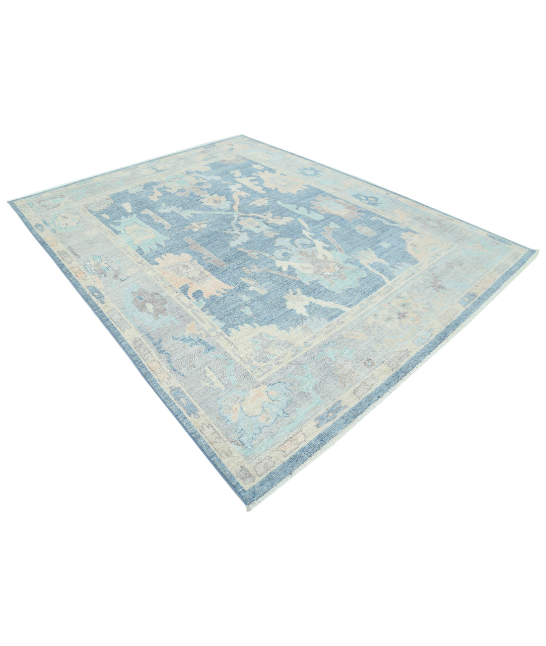 Oushak 7'11'' X 10'0'' Hand-Knotted Wool Rug 7'11'' x 10'0'' (238 X 300) / Blue / Green