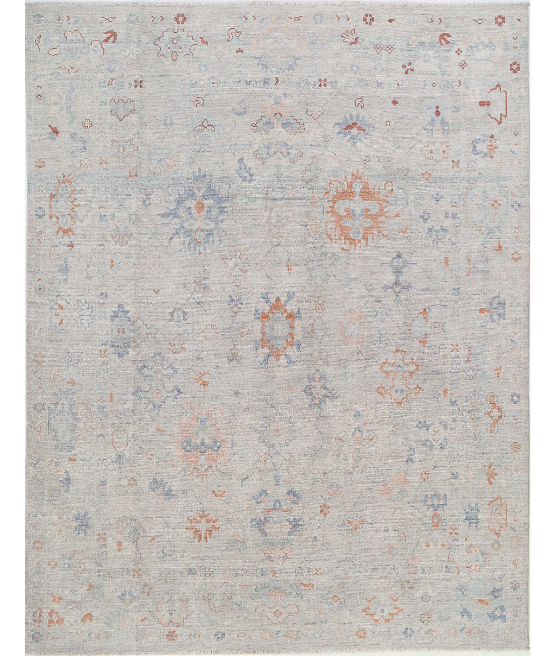 Oushak 8'1'' X 10'2'' Hand-Knotted Wool Rug 8'1'' x 10'2'' (243 X 305) / Silver / Silver