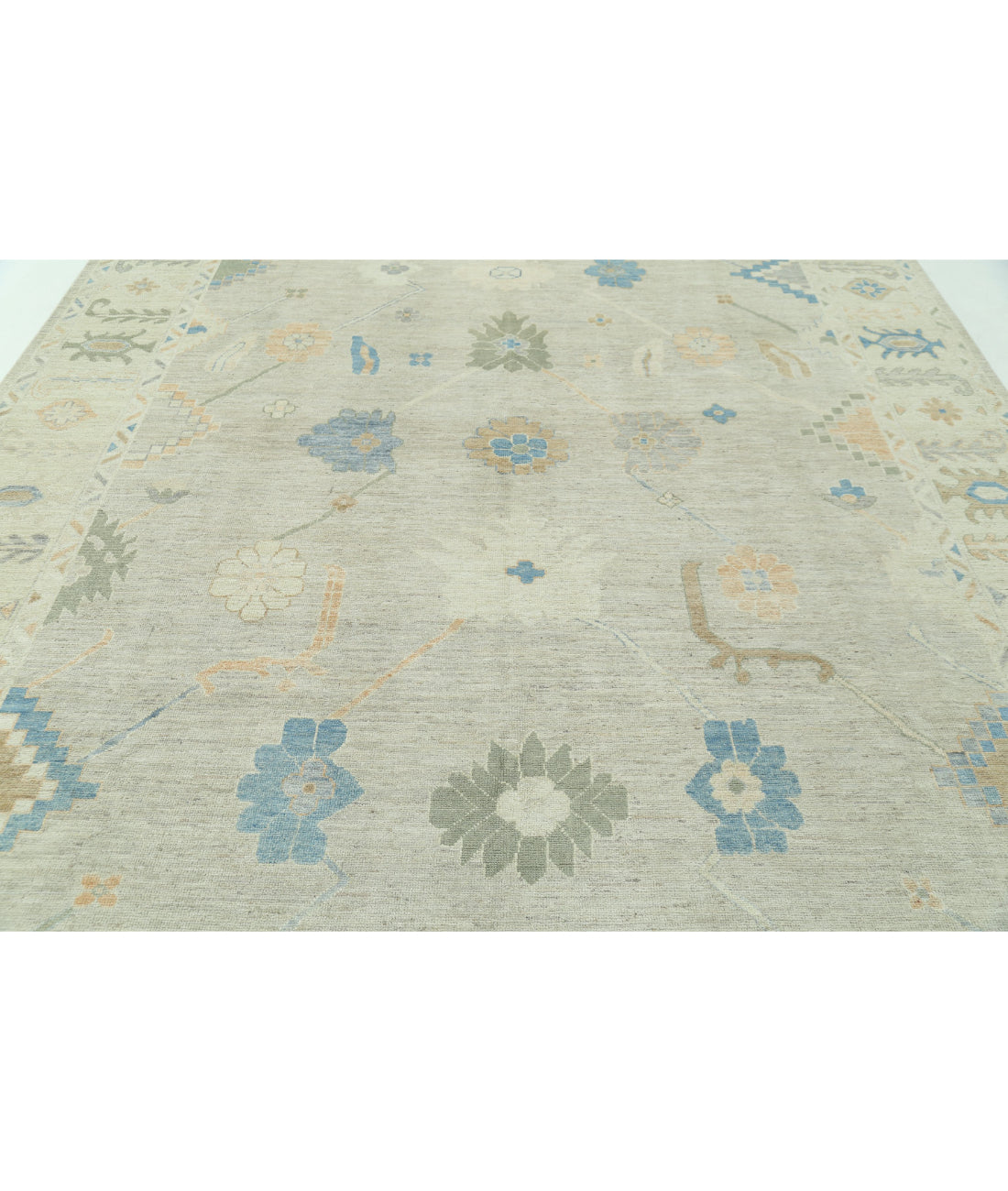 Oushak 9'2'' X 11'11'' Hand-Knotted Wool Rug 9'2'' x 11'11'' (275 X 358) / Grey / Ivory