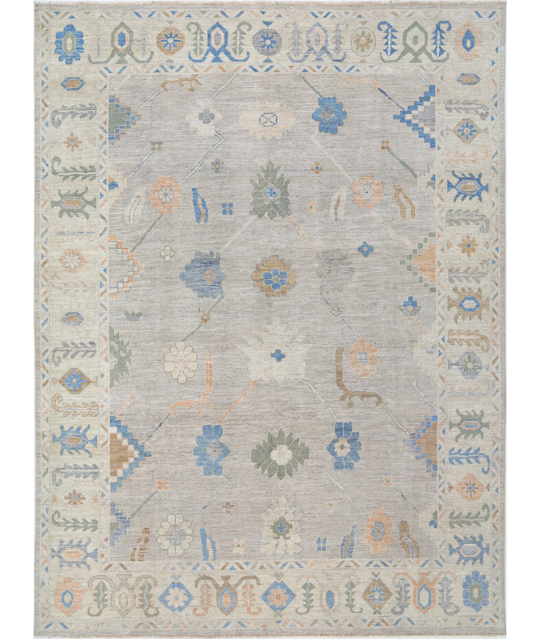 Oushak 9'2'' X 11'11'' Hand-Knotted Wool Rug 9'2'' x 11'11'' (275 X 358) / Grey / Ivory