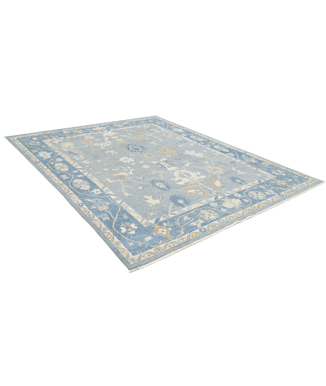 Oushak 8'0'' X 9'10'' Hand-Knotted Wool Rug 8'0'' x 9'10'' (240 X 295) / Grey / Blue