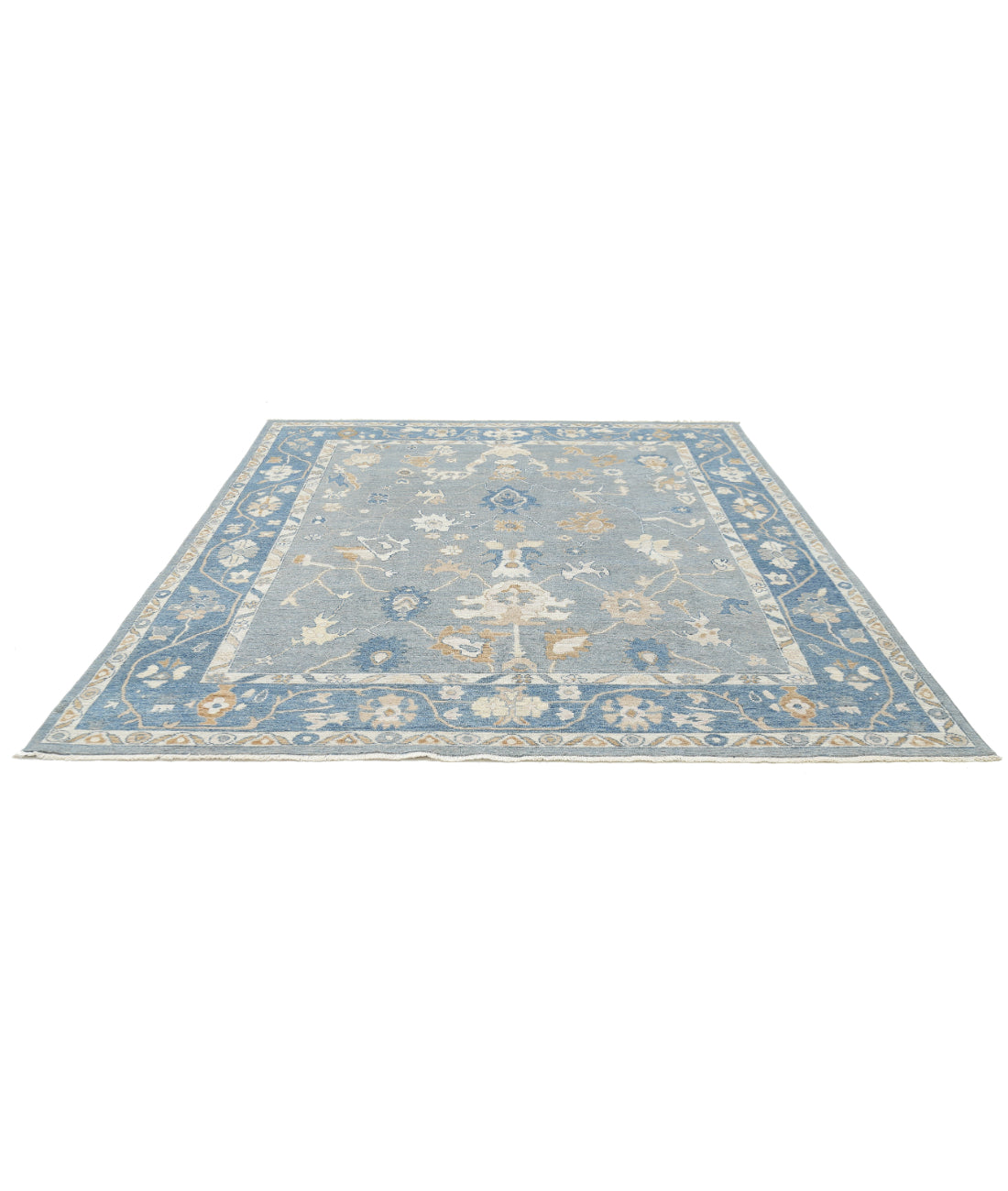 Oushak 8'0'' X 9'10'' Hand-Knotted Wool Rug 8'0'' x 9'10'' (240 X 295) / Grey / Blue