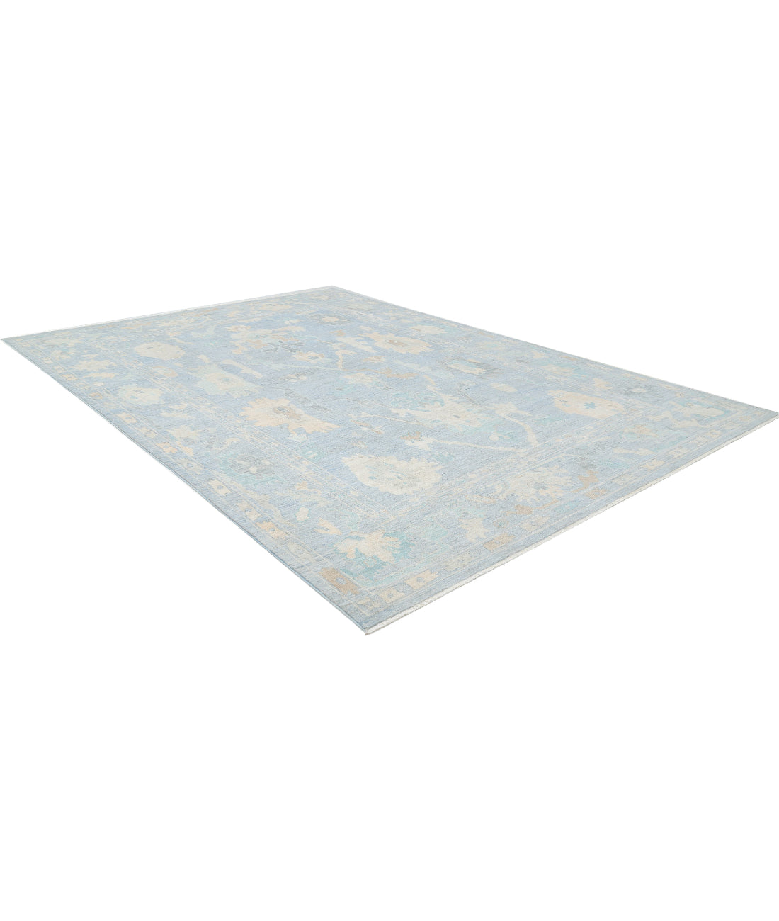 Oushak 11'11'' X 13'10'' Hand-Knotted Wool Rug 11'11'' x 13'10'' (358 X 415) / Blue / Green