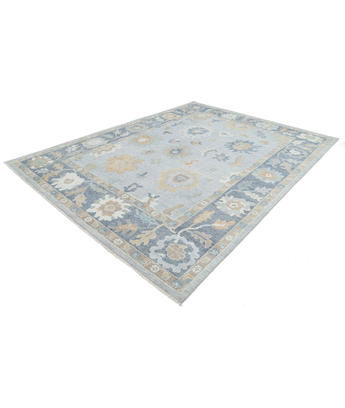 Oushak 9'2'' X 12'3'' Hand-Knotted Wool Rug 9'2'' x 12'3'' (275 X 368) / Blue / Grey