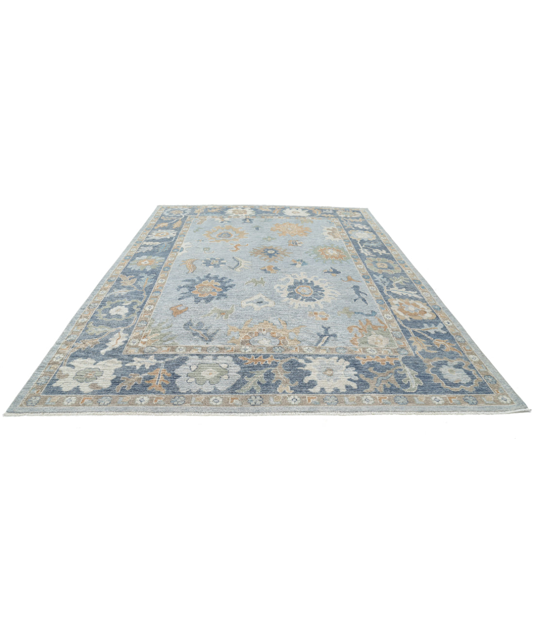 Oushak 9'2'' X 12'3'' Hand-Knotted Wool Rug 9'2'' x 12'3'' (275 X 368) / Blue / Grey