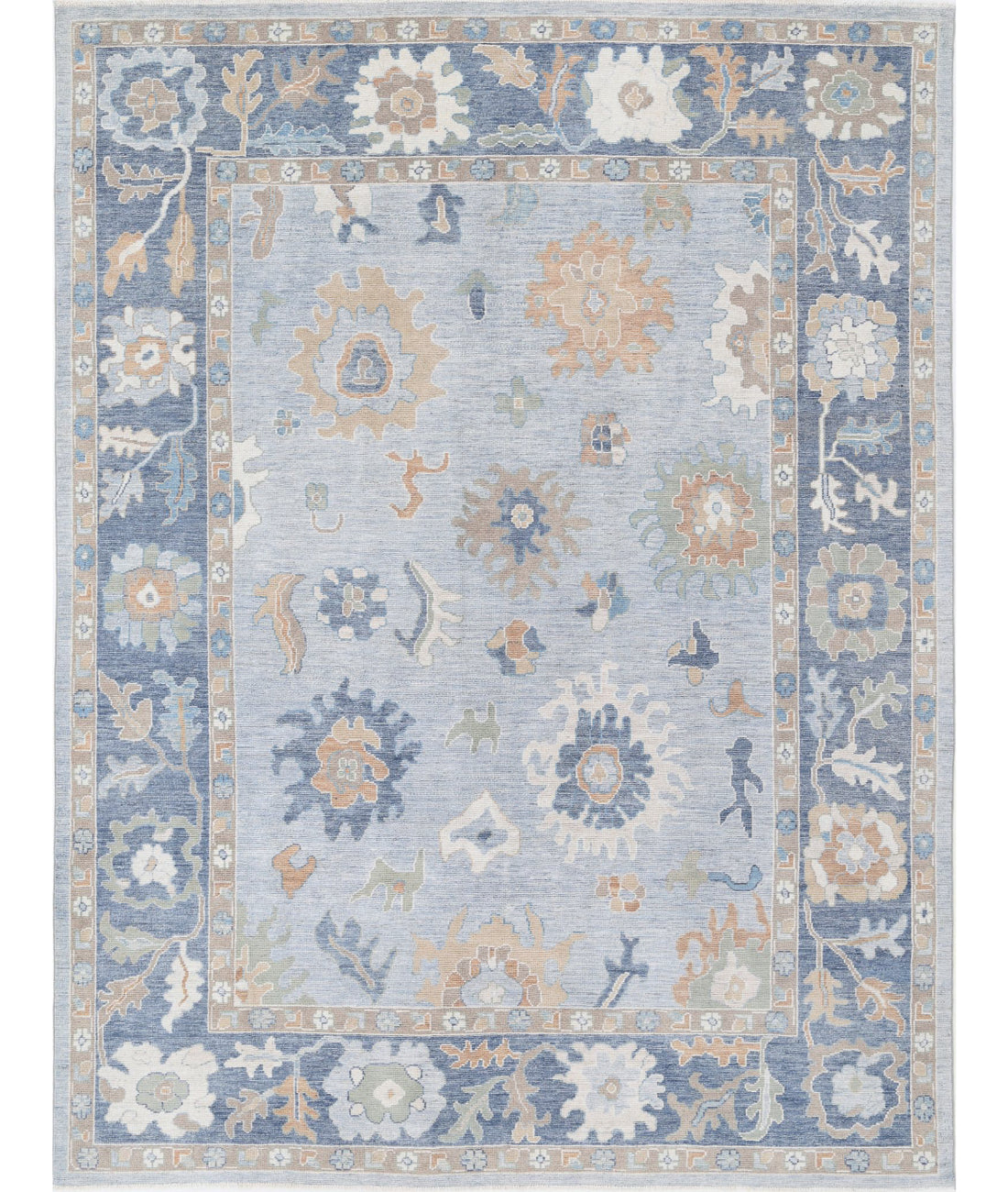 Oushak 9'2'' X 12'3'' Hand-Knotted Wool Rug 9'2'' x 12'3'' (275 X 368) / Blue / Grey