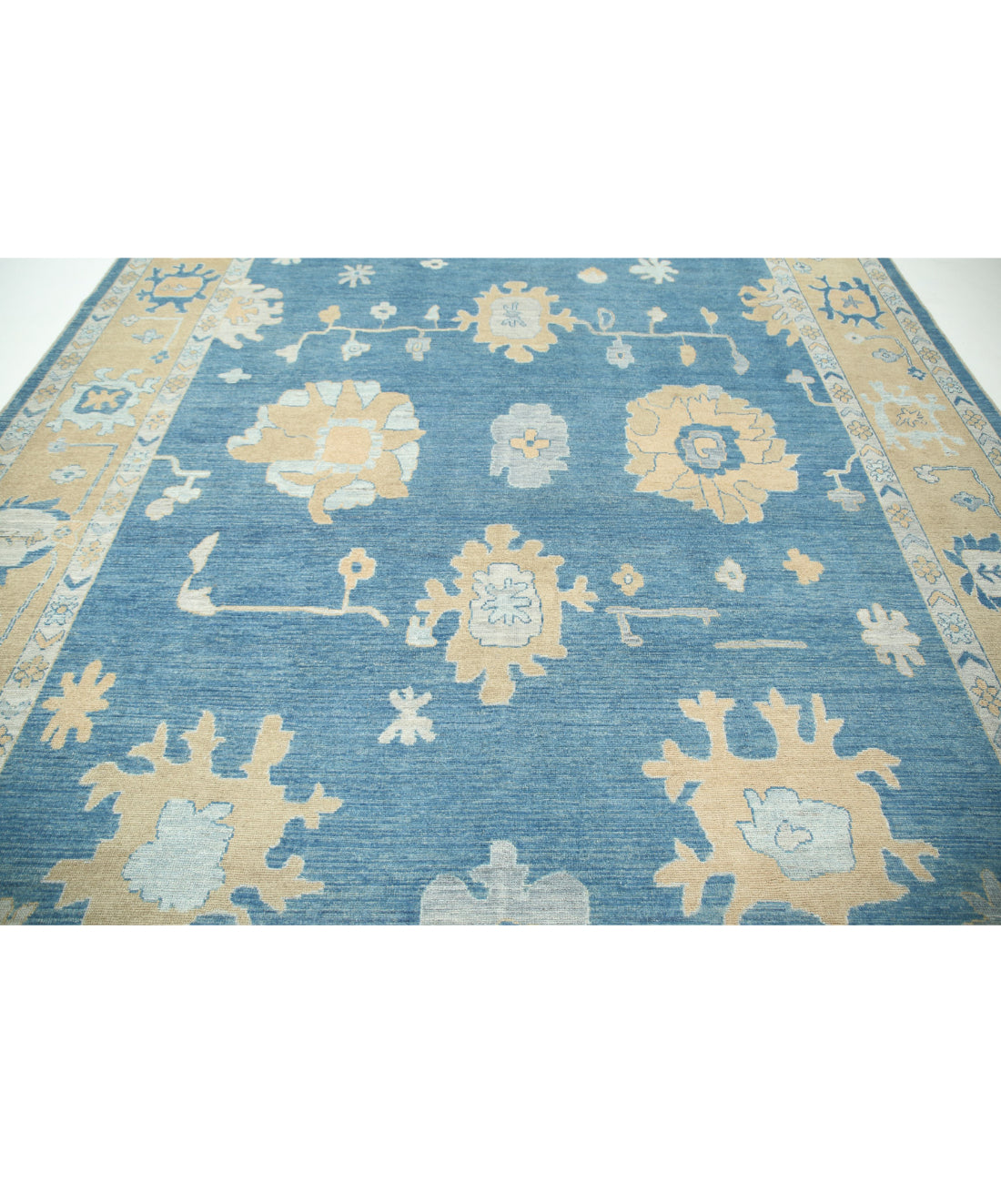 Oushak 9'10'' X 13'8'' Hand-Knotted Wool Rug 9'10'' x 13'8'' (295 X 410) / Blue / Taupe