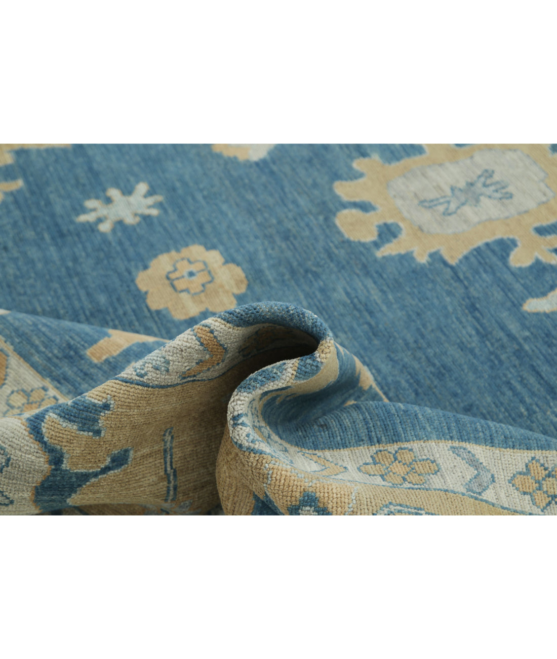 Oushak 9'10'' X 13'8'' Hand-Knotted Wool Rug 9'10'' x 13'8'' (295 X 410) / Blue / Taupe