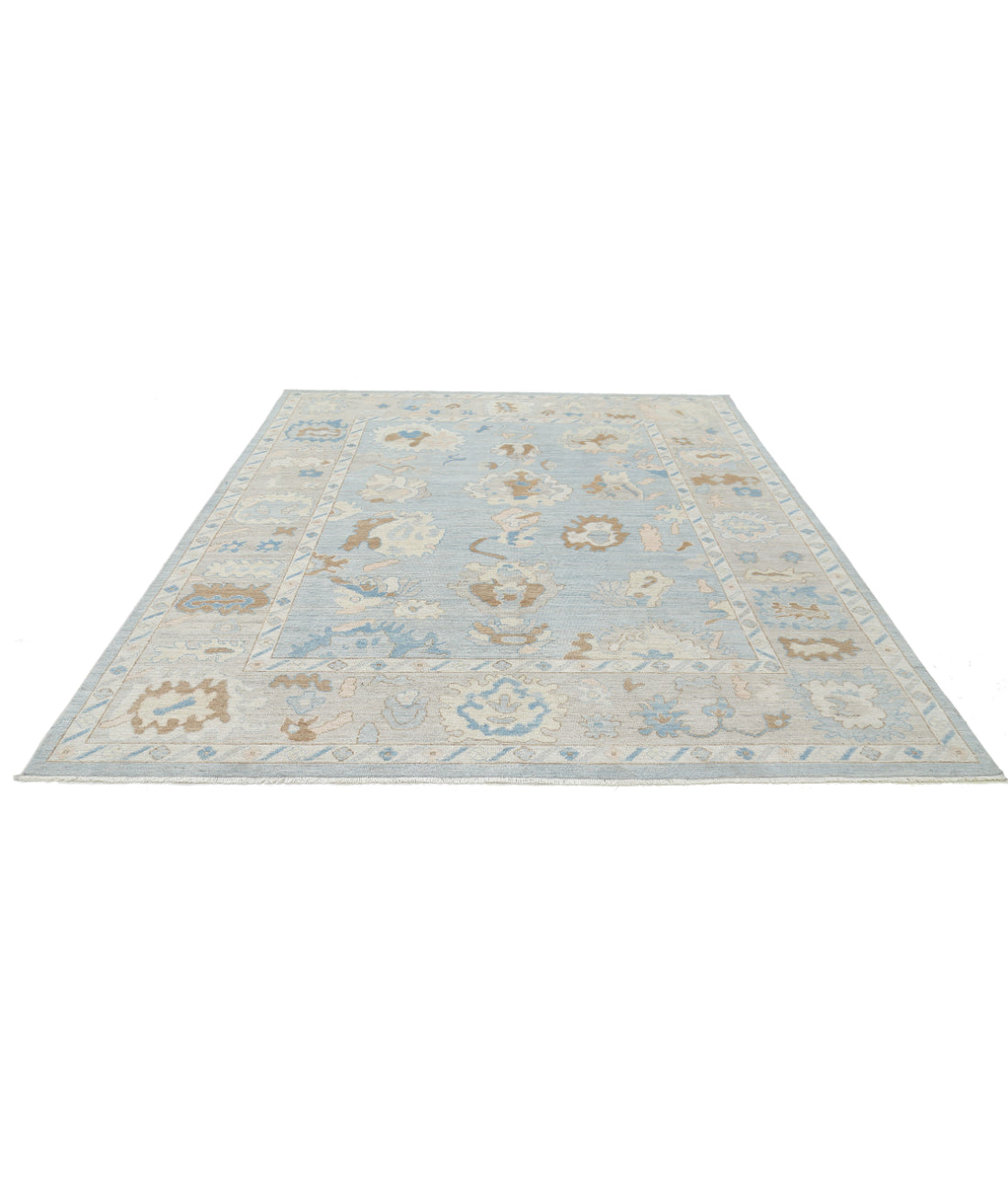 Oushak 8'2'' X 10'1'' Hand-Knotted Wool Rug 8'2'' x 10'1'' (245 X 303) / Blue / Grey