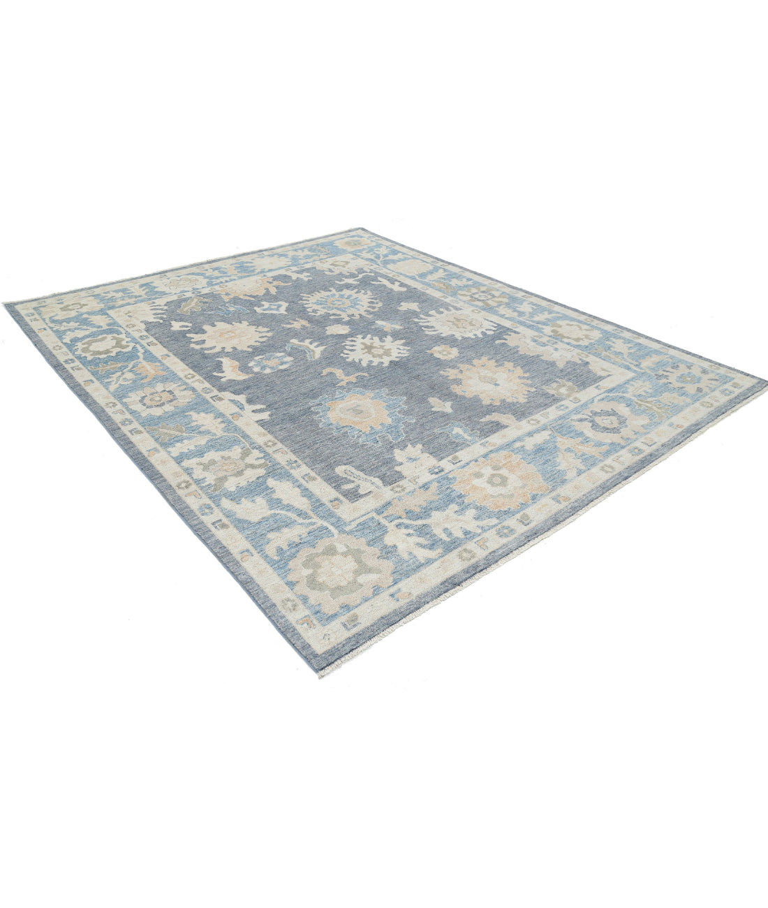 Oushak 8'0'' X 9'10'' Hand-Knotted Wool Rug 8'0'' x 9'10'' (240 X 295) / Grey / Blue