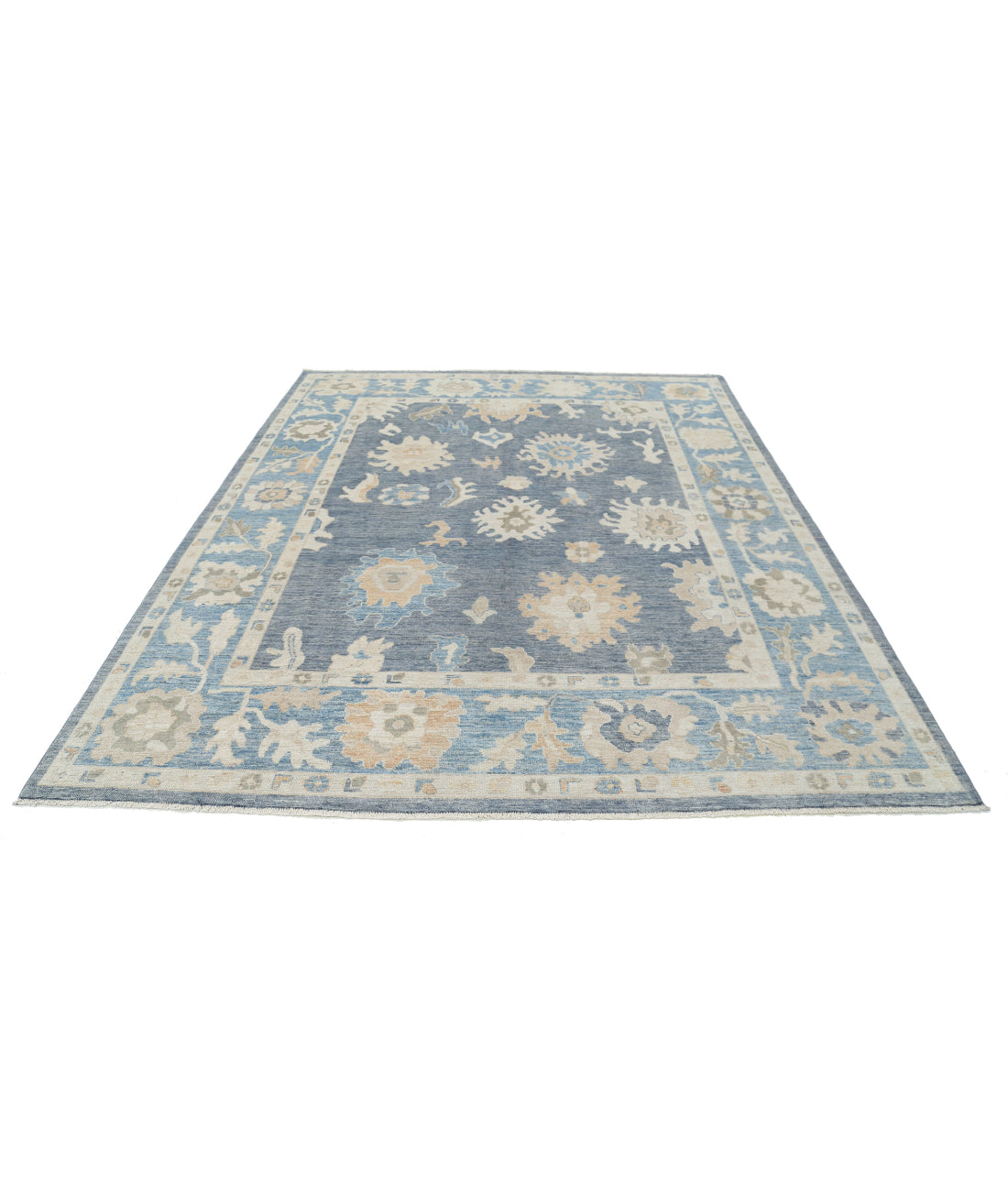 Oushak 8'0'' X 9'10'' Hand-Knotted Wool Rug 8'0'' x 9'10'' (240 X 295) / Grey / Blue