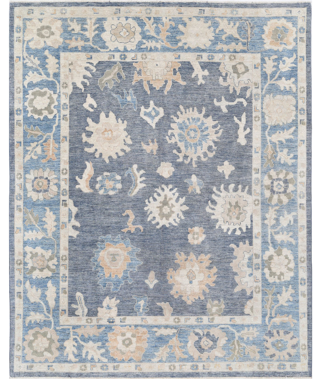 Oushak 8'0'' X 9'10'' Hand-Knotted Wool Rug 8'0'' x 9'10'' (240 X 295) / Grey / Blue