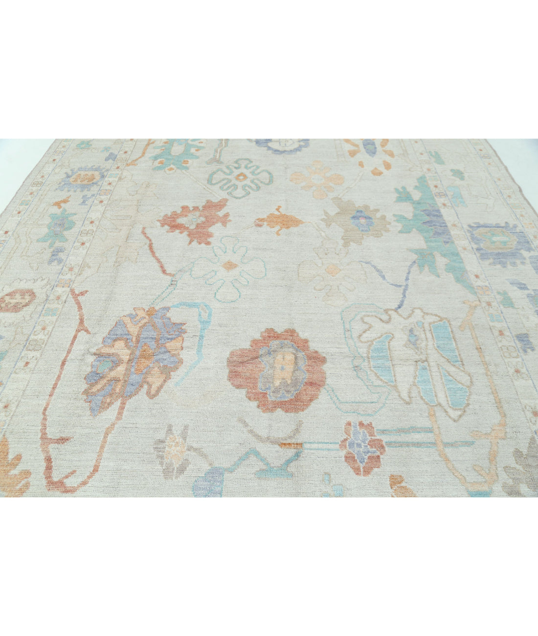 Oushak 9'0'' X 11'11'' Hand-Knotted Wool Rug 9'0'' x 11'11'' (270 X 358) / Silver / Ivory