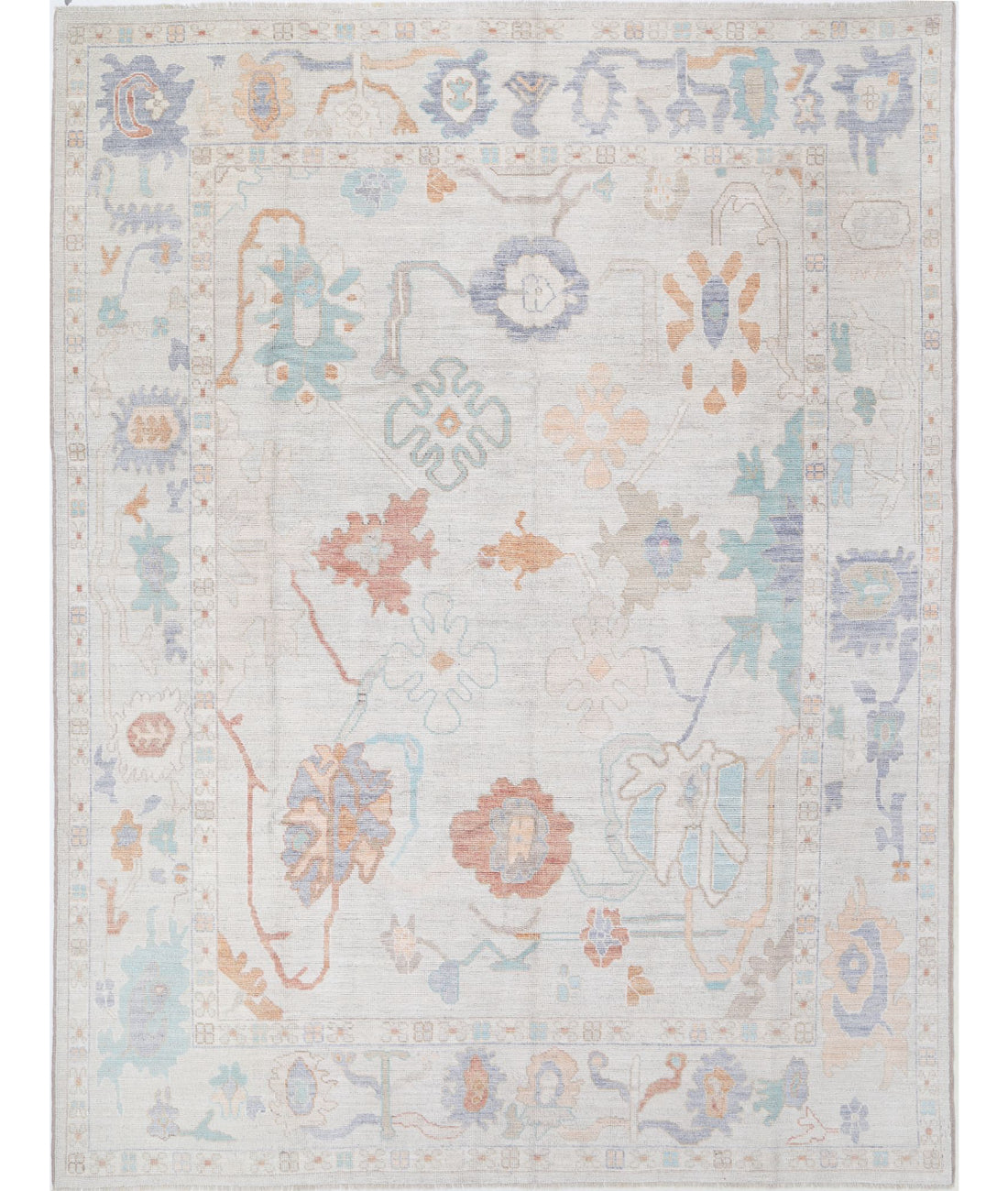 Oushak 9'0'' X 11'11'' Hand-Knotted Wool Rug 9'0'' x 11'11'' (270 X 358) / Silver / Ivory