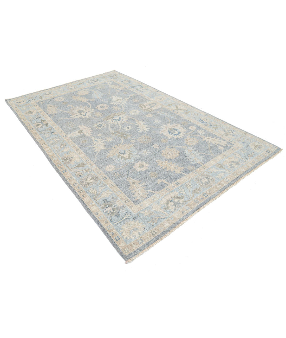 Oushak 5'10'' X 9'0'' Hand-Knotted Wool Rug 5'10'' x 9'0'' (175 X 270) / Grey / Blue