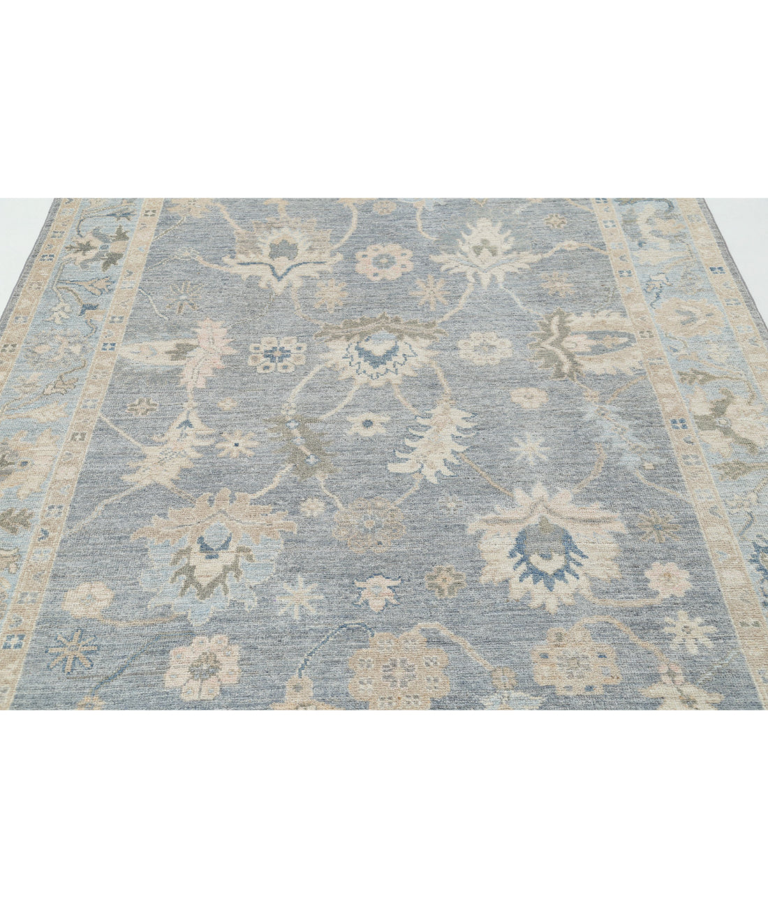 Oushak 5'10'' X 9'0'' Hand-Knotted Wool Rug 5'10'' x 9'0'' (175 X 270) / Grey / Blue