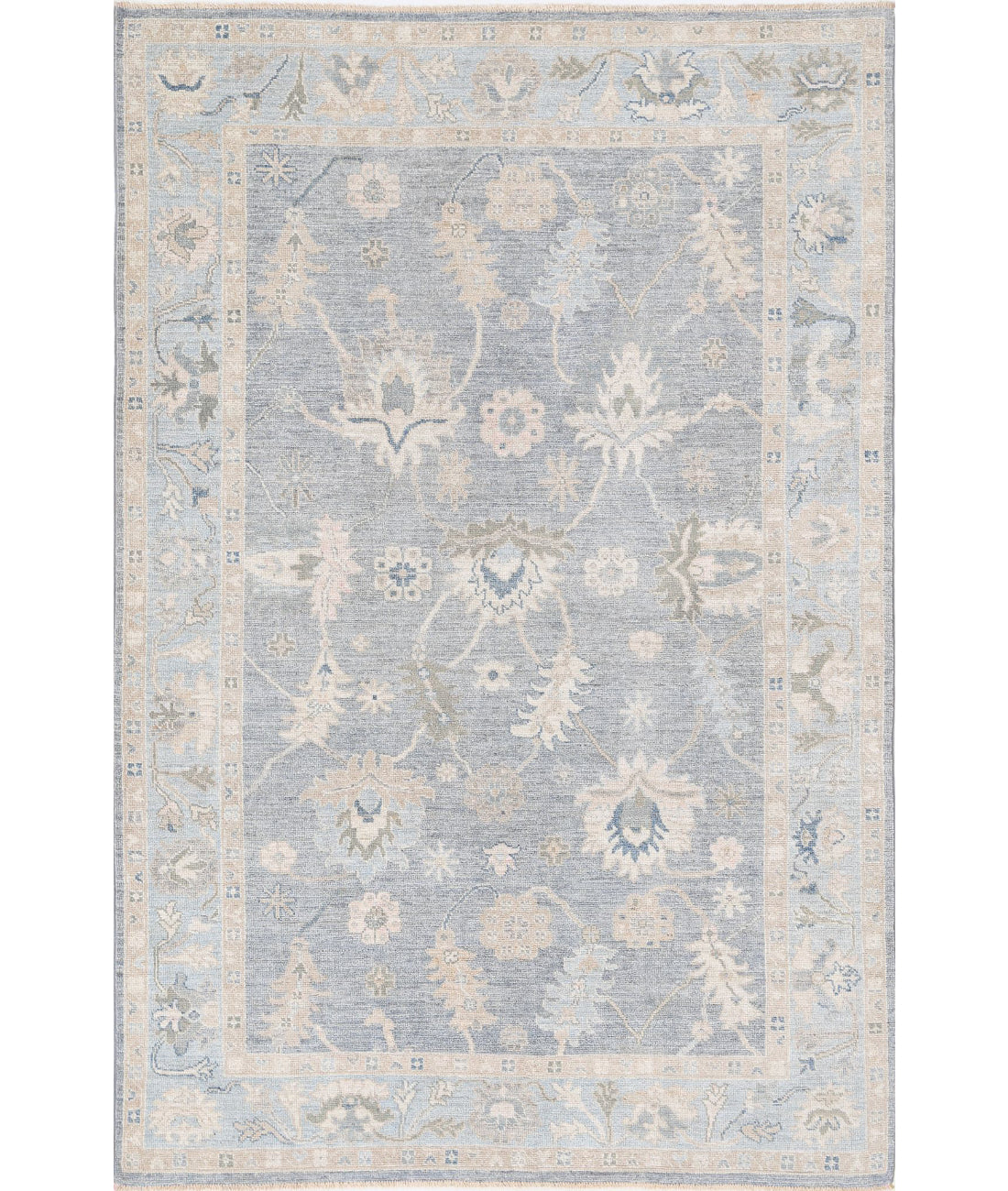 Oushak 5'10'' X 9'0'' Hand-Knotted Wool Rug 5'10'' x 9'0'' (175 X 270) / Grey / Blue