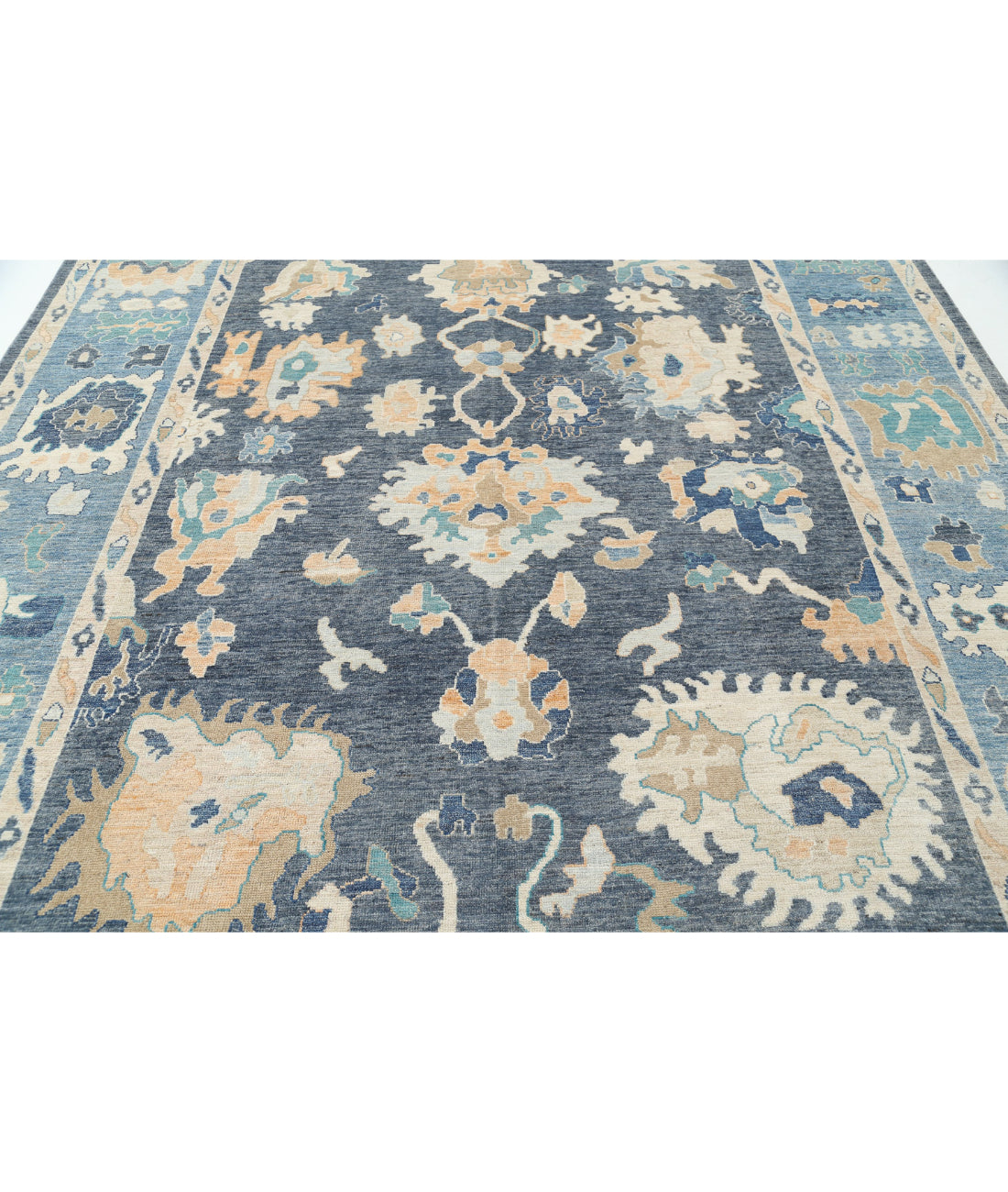 Oushak 8'11'' X 11'7'' Hand-Knotted Wool Rug 8'11'' x 11'7'' (268 X 348) / Grey / Blue