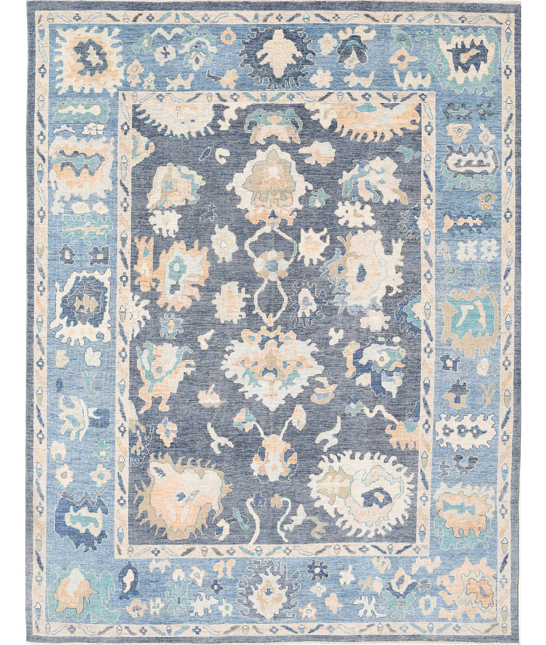 Oushak 8'11'' X 11'7'' Hand-Knotted Wool Rug 8'11'' x 11'7'' (268 X 348) / Grey / Blue