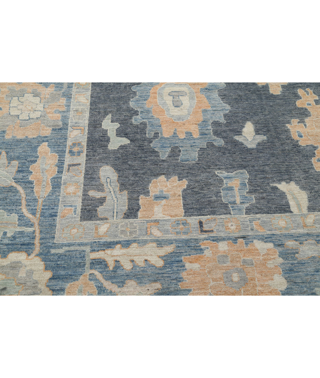 Oushak 10'2'' X 13'8'' Hand-Knotted Wool Rug 10'2'' x 13'8'' (305 X 410) / Grey / Blue